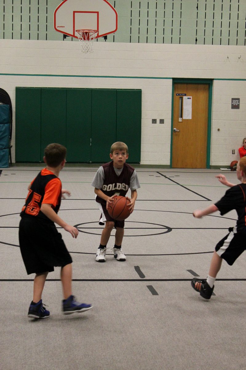 Kyle Wisniewski setting up at the free-throw line in his first season with Golden basketball, December 2012