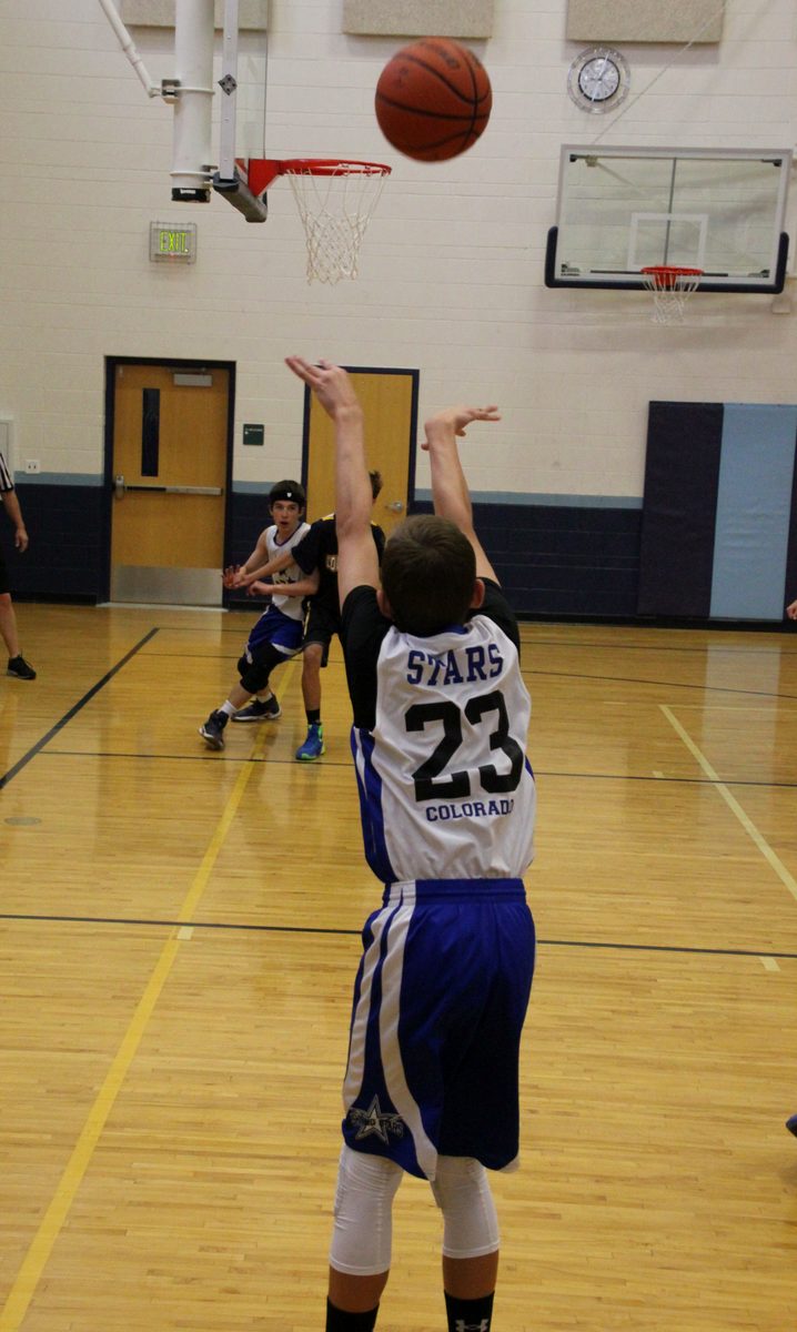 Kyle Wisniewski at the free-throw line for the Shining Stars club team, April 2017